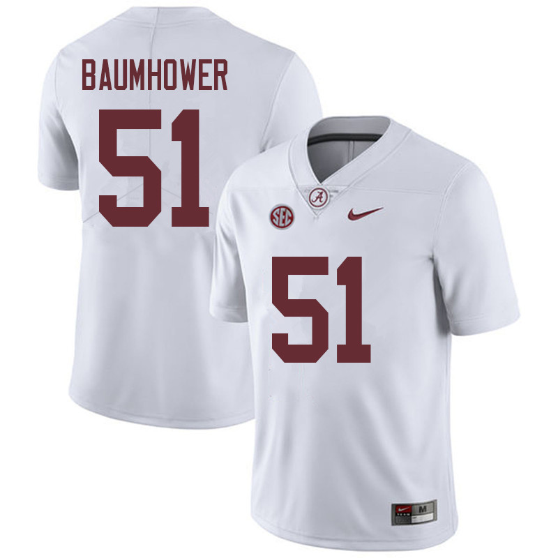 Alabama Crimson Tide Men's Wes Baumhower #51 White NCAA Nike Authentic Stitched 2018 College Football Jersey OK16X51CM